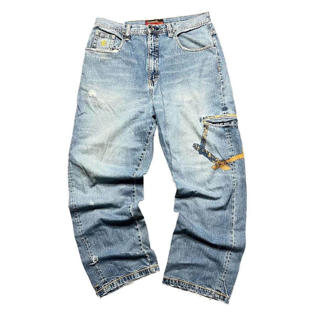 Roccawear Jeans Men Sz 38x34 Embroidered Y2K Vintage Wide